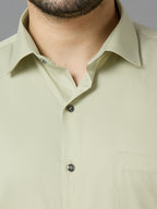 Tea Green Elegant Office Wear Shirt for Men | Allen Brown Satin