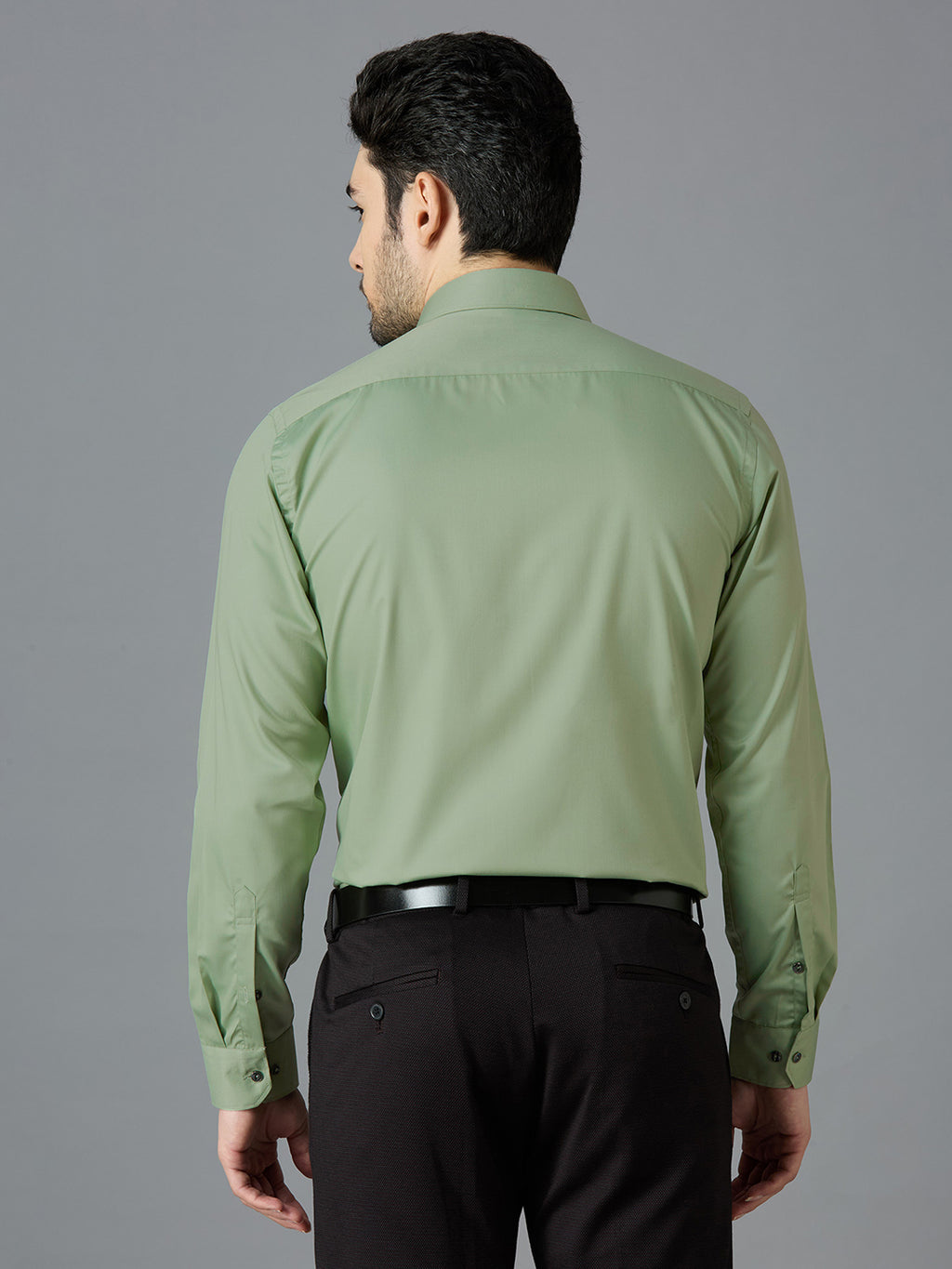 Pista Green Elegant Office Wear Shirt for Men | Allen Brown Satin