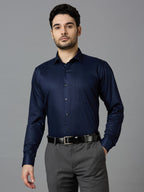 Neavy Blue Elegant Office Wear Shirt for Men | Allen Brown Satin