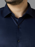 Neavy Blue Elegant Office Wear Shirt for Men | Allen Brown Satin