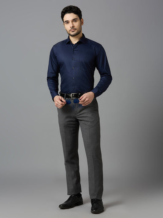 Neavy Blue Elegant Office Wear Shirt for Men - ALLEN BROWN