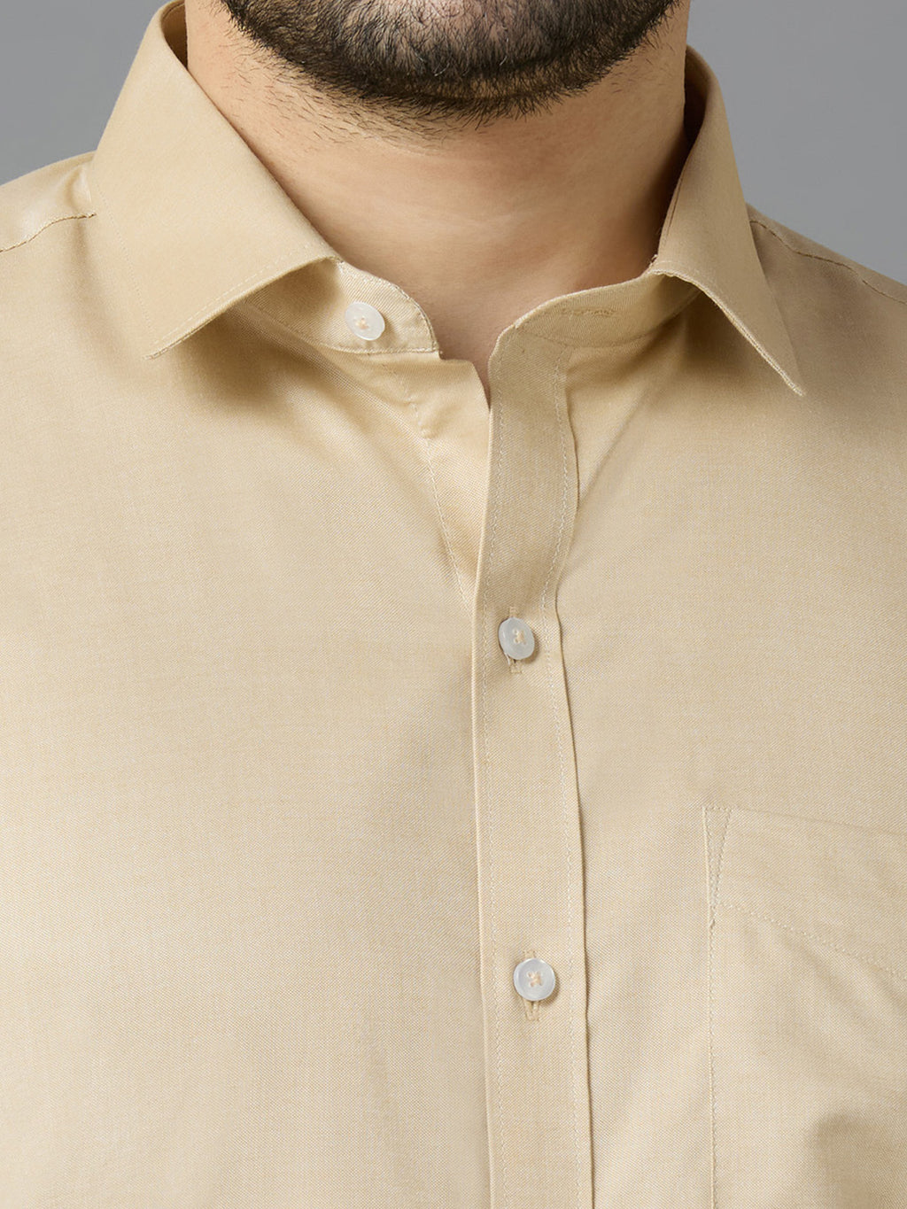 Men's Fawn Plain Office Wear Long Sleeves Solid Shirt - Allen Brown