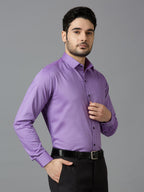 Men's Purple Plain Office Wear Long Sleeves Solid Shirt - Allen Brown