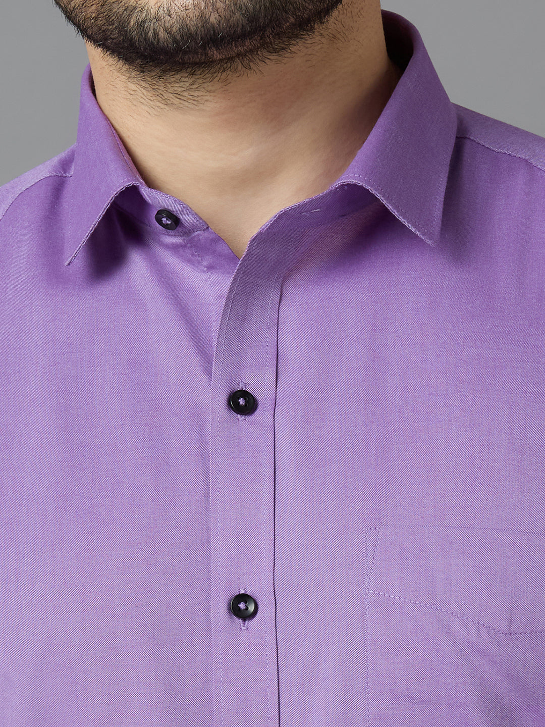 Men's Purple Plain Office Wear Long Sleeves Solid Shirt - Allen Brown