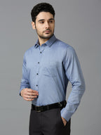 Men's AshGrey Plain Office Wear Long Sleeves Solid Shirt - Allen Brown
