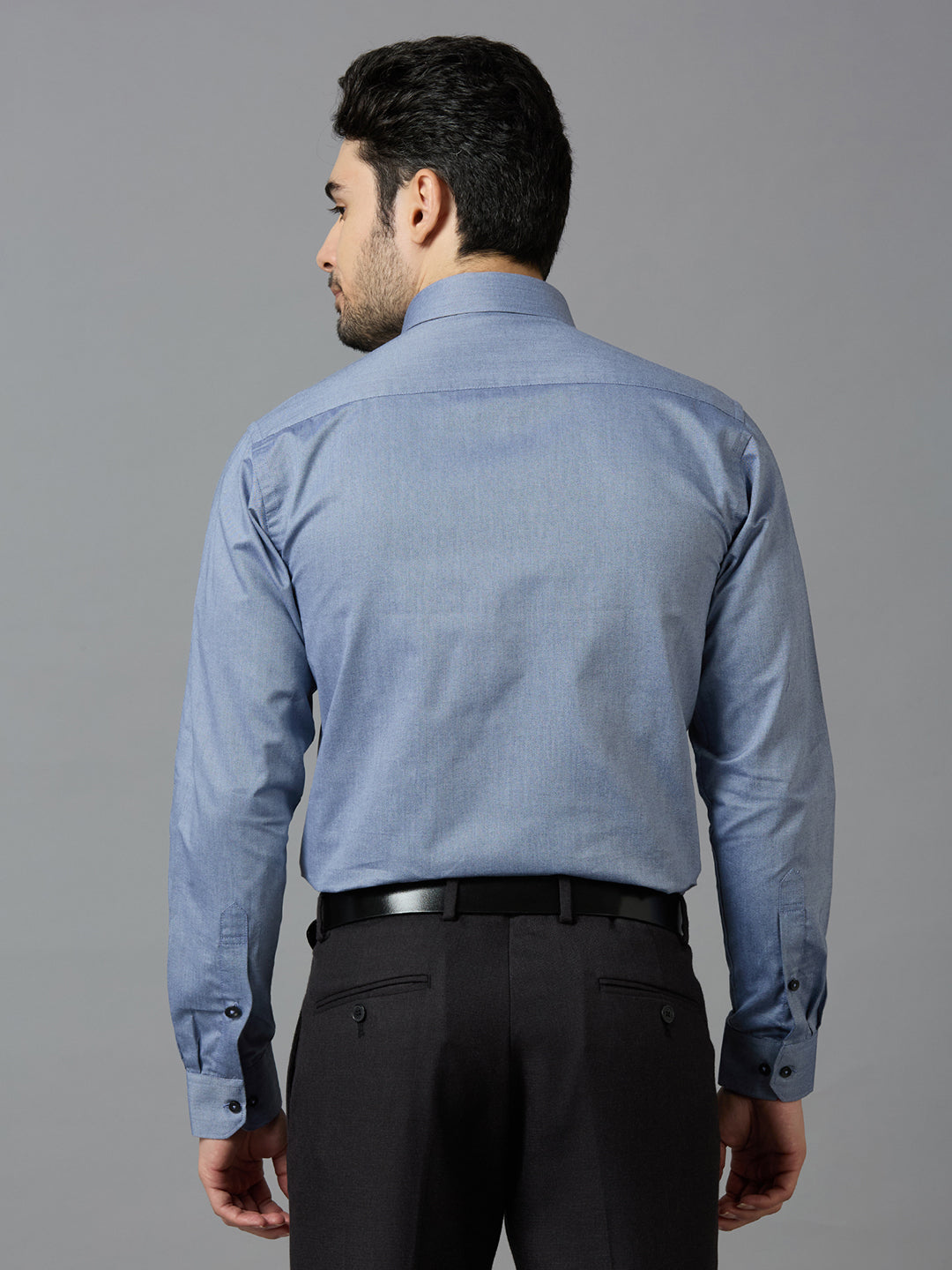 Men's AshGrey Plain Office Wear Long Sleeves Solid Shirt - Allen Brown