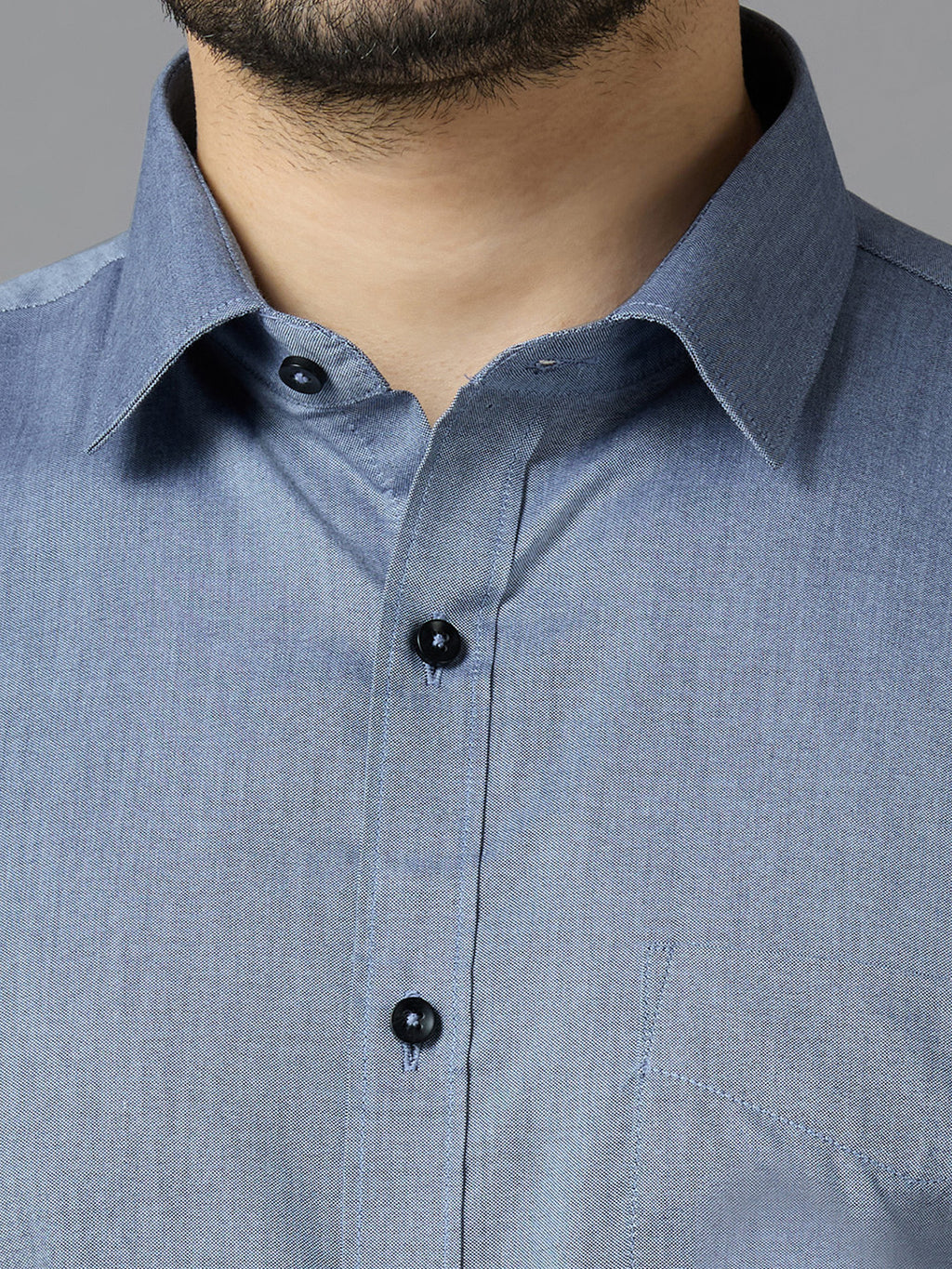Men's AshGrey Plain Office Wear Long Sleeves Solid Shirt - Allen Brown
