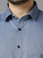 Men's AshGrey Plain Office Wear Long Sleeves Solid Shirt - Allen Brown