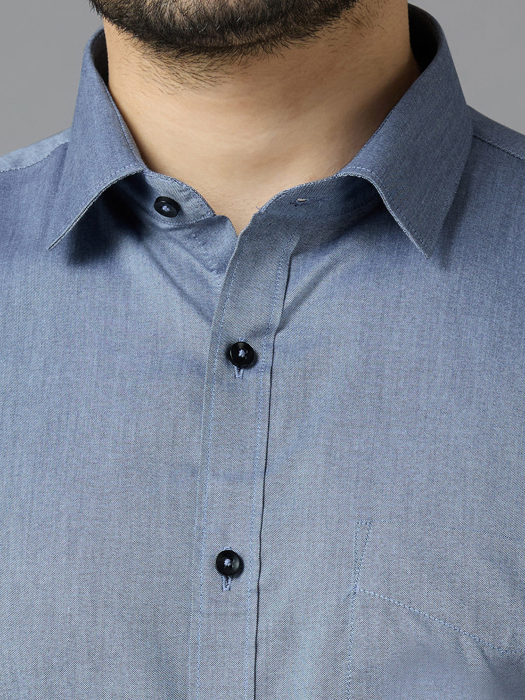 Men's AshGrey Plain Office Wear Long Sleeves Solid Shirt - Allen Brown