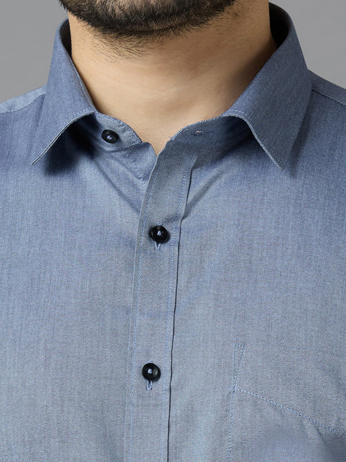 Men's AshGrey Plain Office Wear Long Sleeves Solid Shirt - Allen Brown