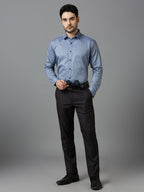 Men's AshGrey Plain Office Wear Long Sleeves Solid Shirt - Allen Brown
