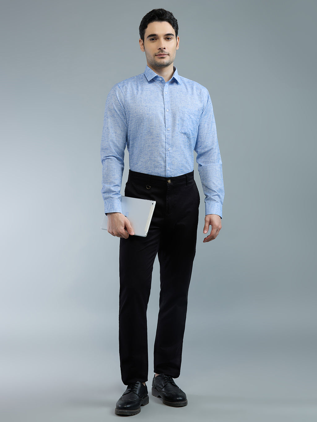Powder Blue - Allen Brown Men's Solid Shirt | Apollo Linen