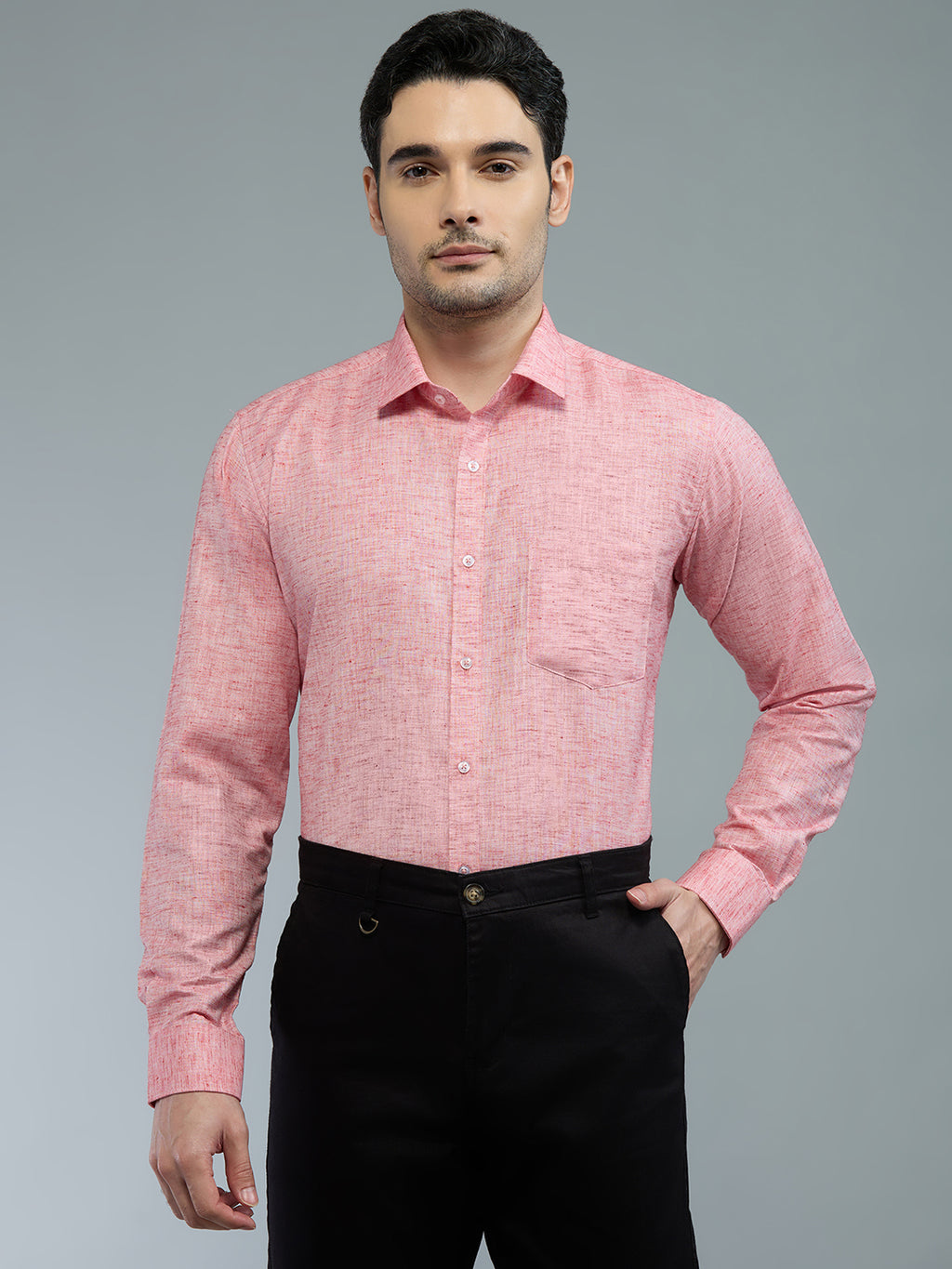 Red - Allen Brown Men's Solid Shirt | Apollo Linen