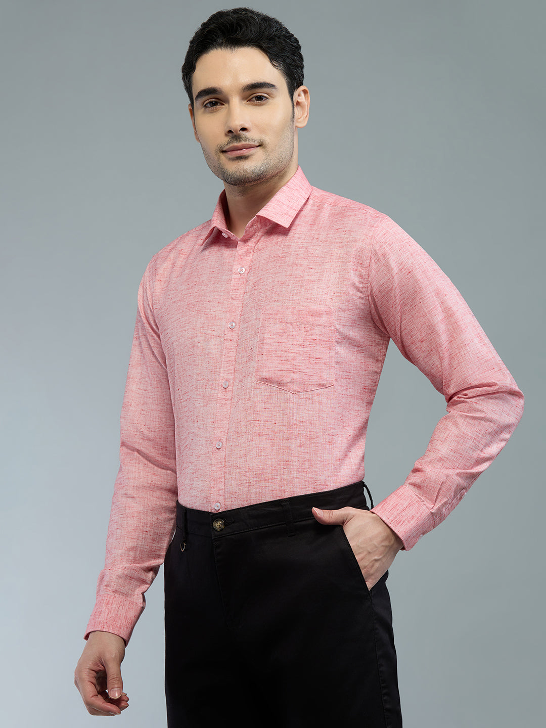 Red - Allen Brown Men's Solid Shirt | Apollo Linen