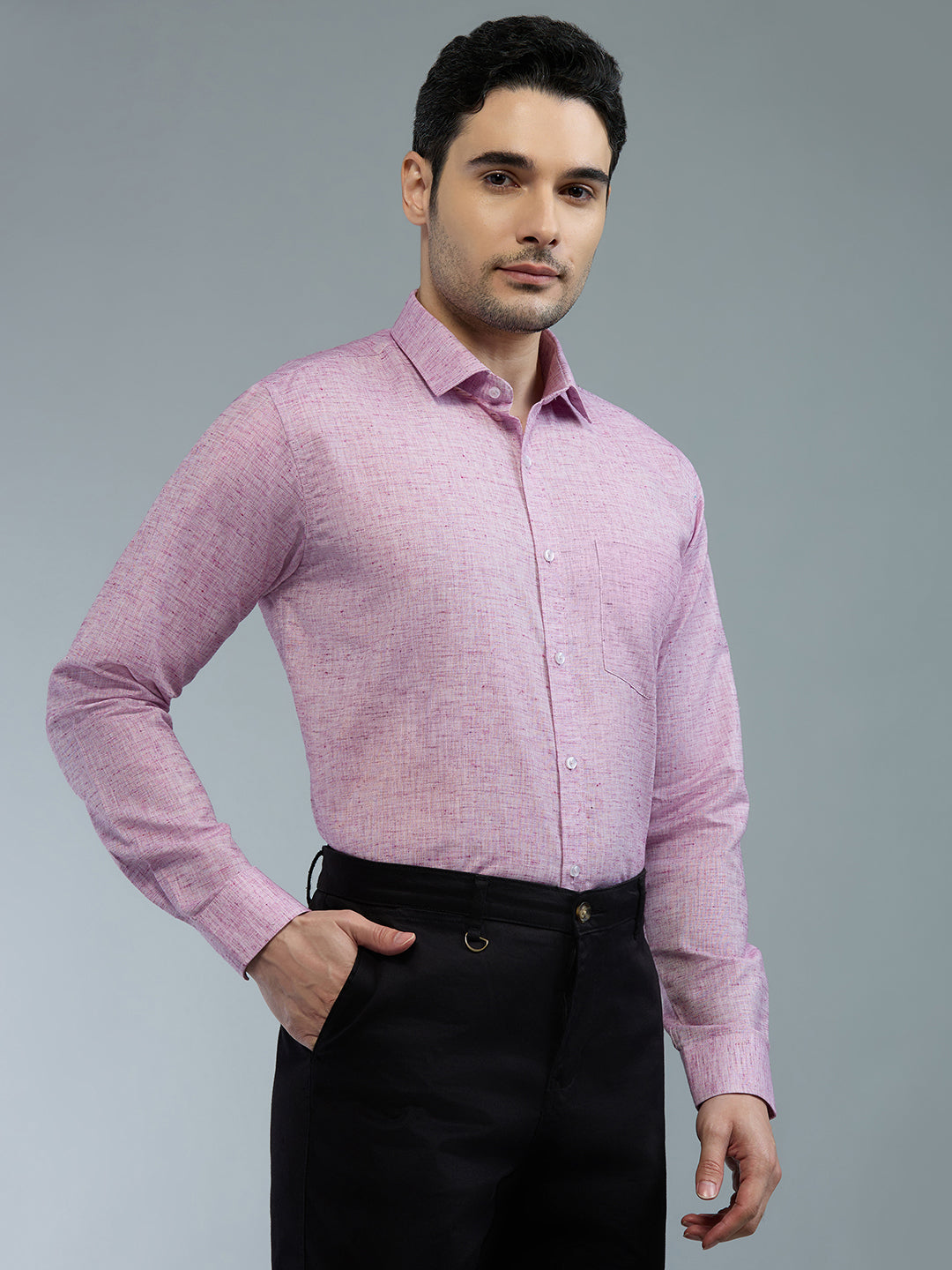 Purple - Allen Brown Men's Solid Shirt | Apollo Linen