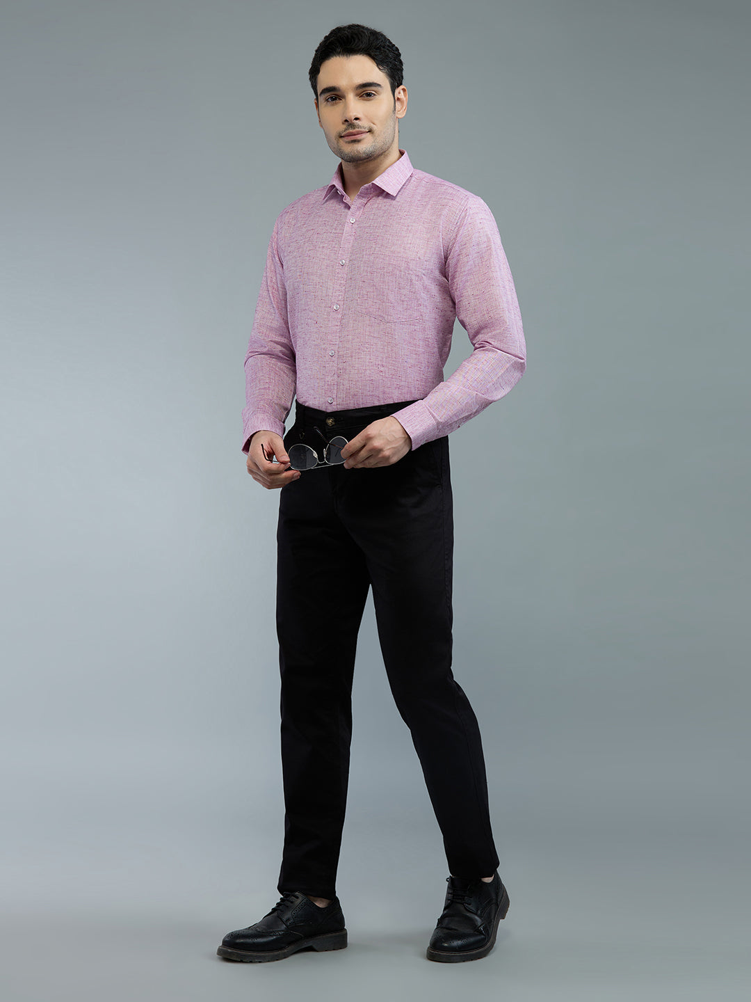 Purple - Allen Brown Men's Solid Shirt | Apollo Linen