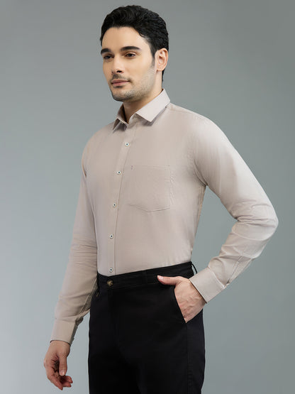 KOMPANION Men's Smart Office Plain Fawn Shirt | Oxford