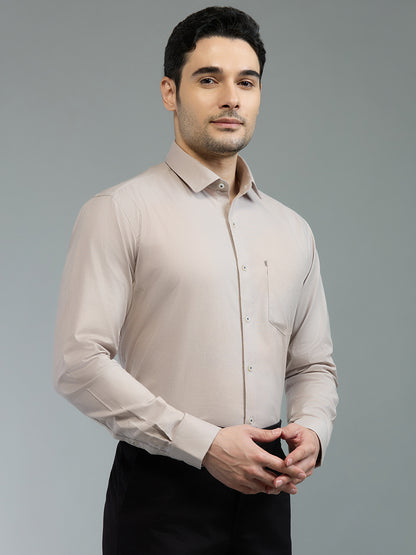 KOMPANION Men's Smart Office Plain Fawn Shirt | Oxford