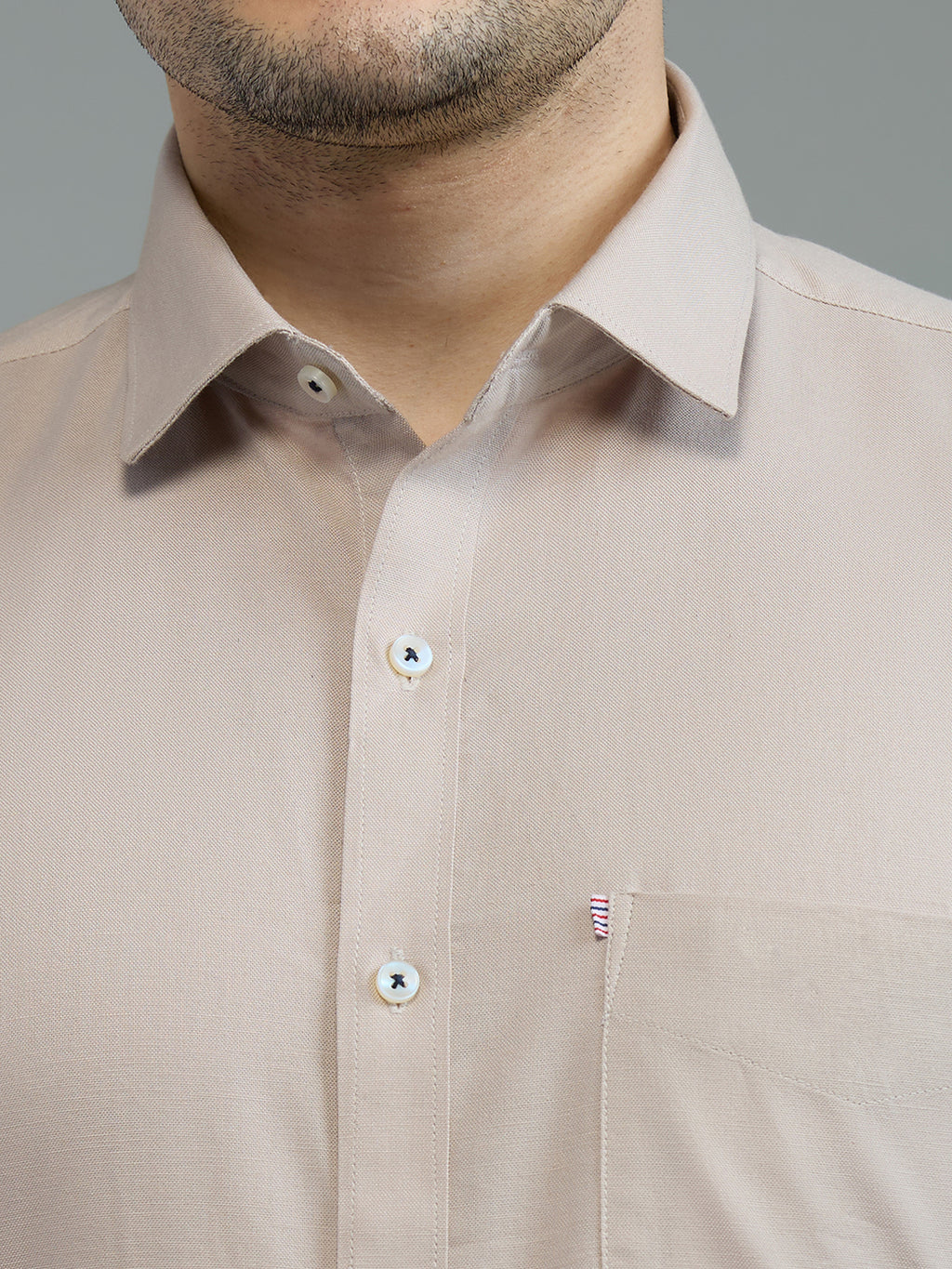 KOMPANION Men's Smart Office Plain Fawn Shirt | Oxford