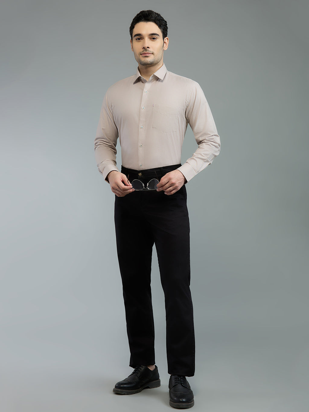 KOMPANION Men's Smart Office Plain Fawn Shirt | Oxford