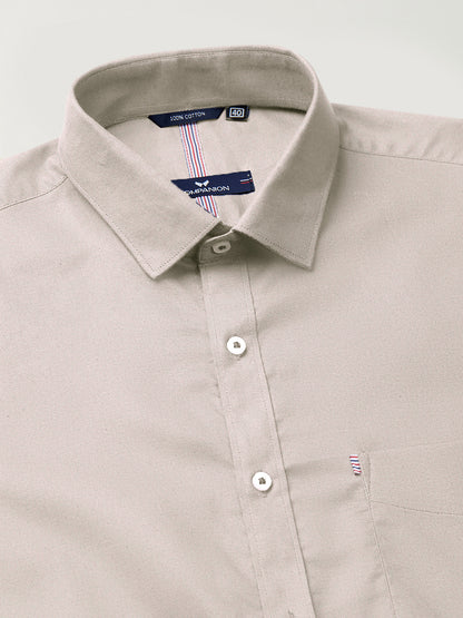 KOMPANION Men's Smart Office Plain Fawn Shirt | Oxford