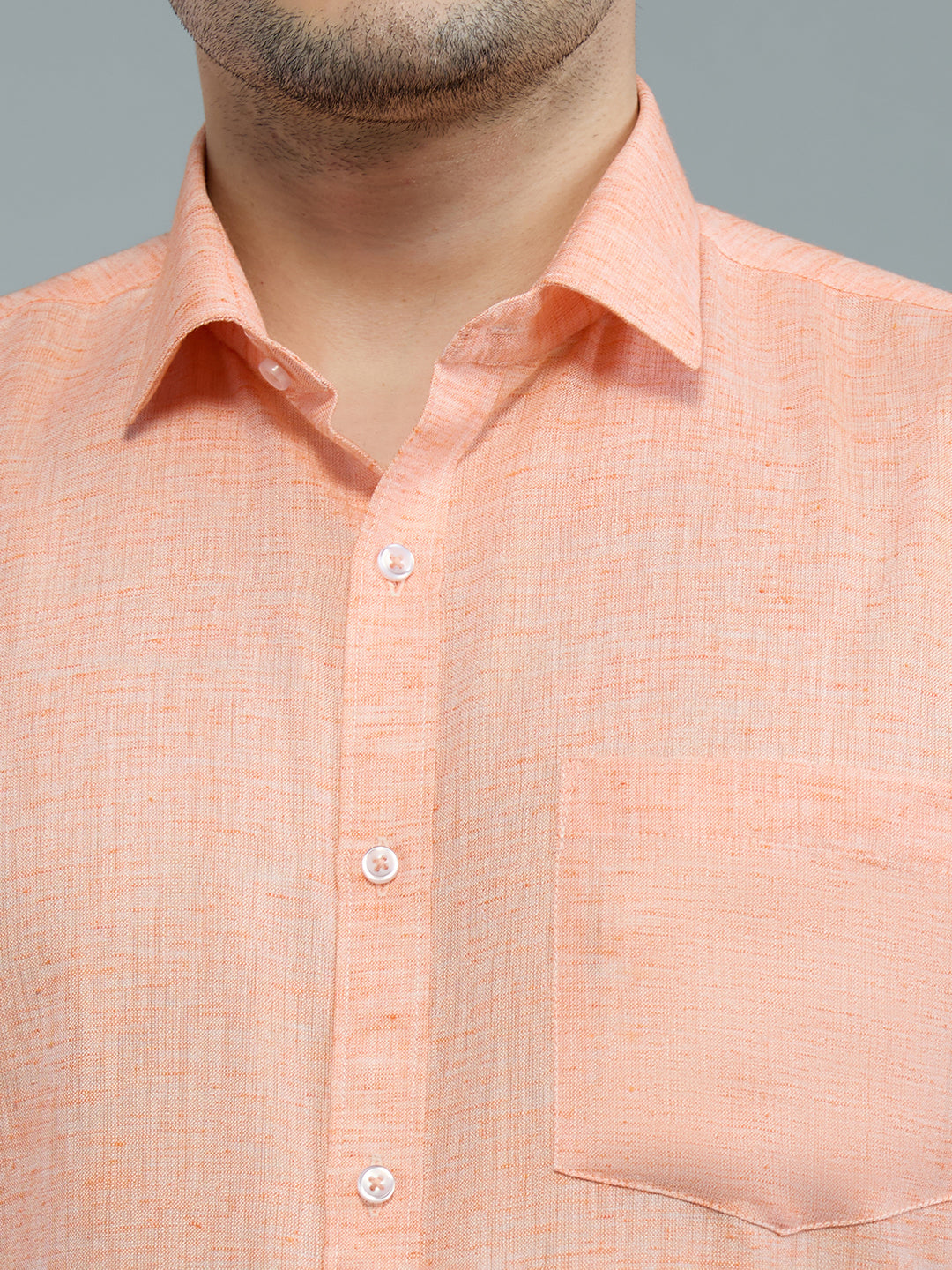 Orange - Allen Brown Men's Solid Shirt | Apollo Linen