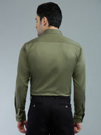 Mehendi Green - Kompanion Men's Solid Shirt | Lycra