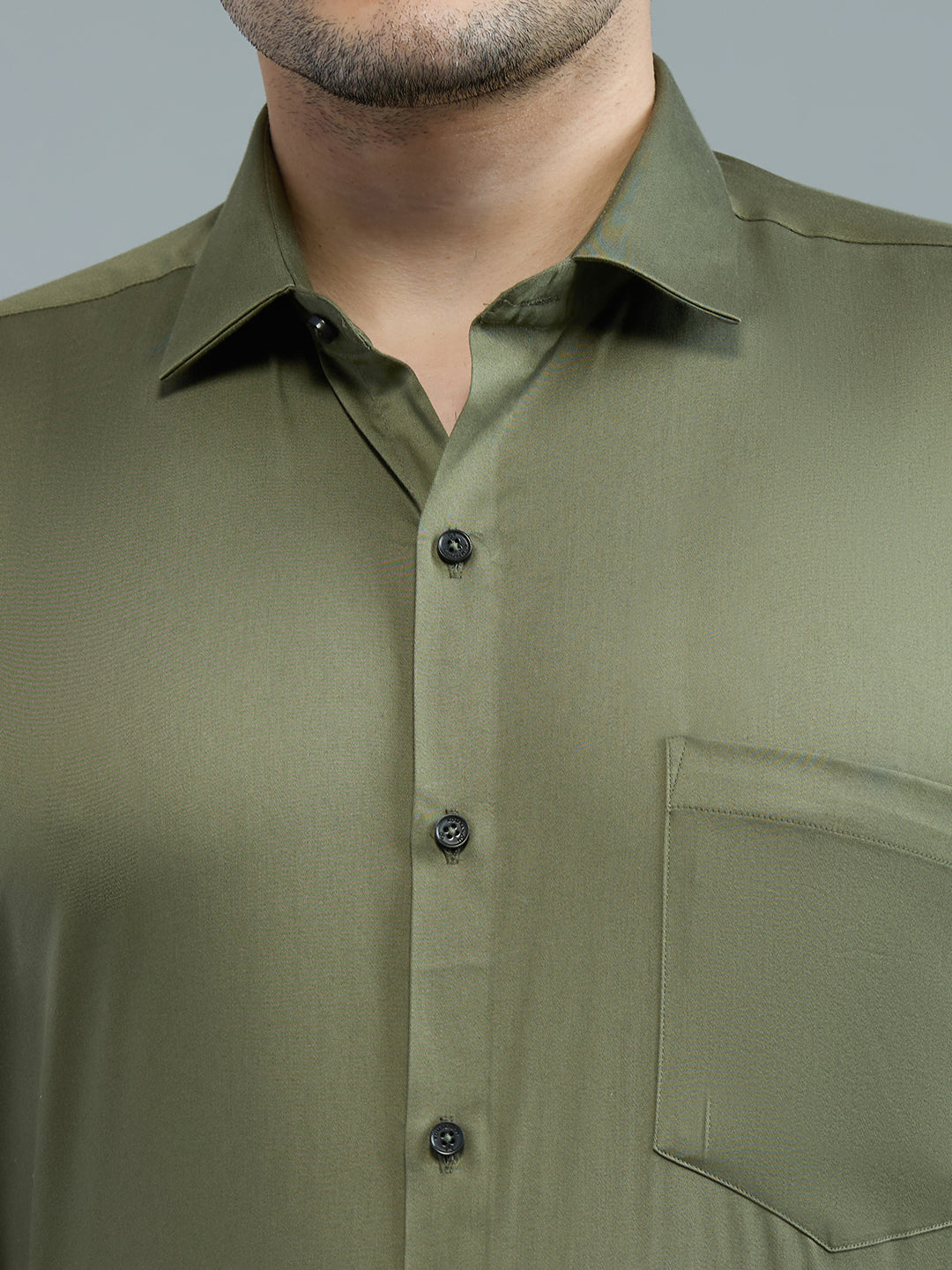 Mehendi Green - Kompanion Men's Solid Shirt | Lycra