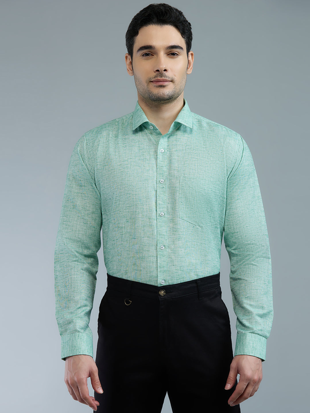 Green - Allen Brown Men's Solid Shirt | Apollo Linen
