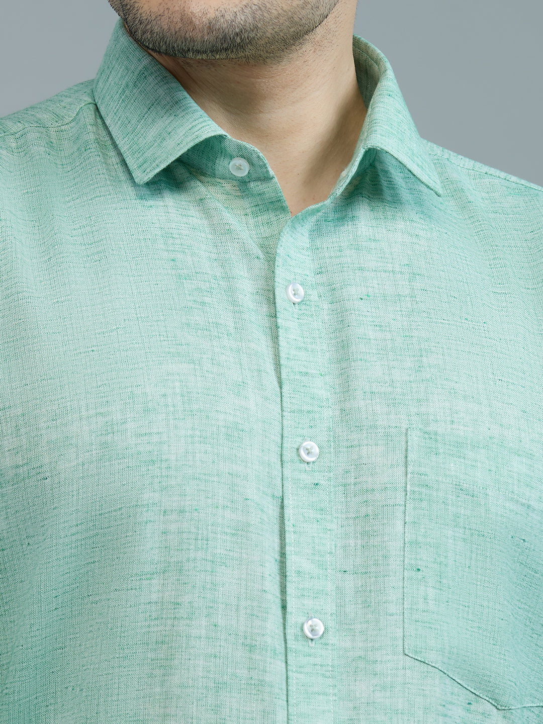 apollo dress shirt Performance Short Sleeve Vibrant Blue / M lightweight woven cotton Green - Allen Brown Men's