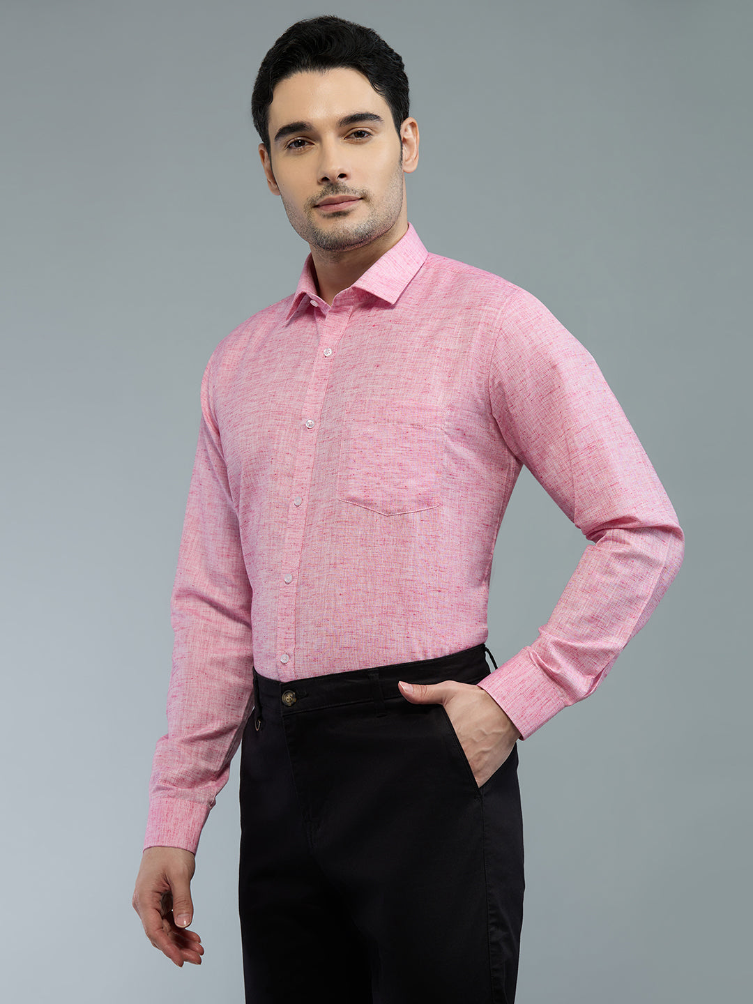 Pink - Allen Brown Men's Solid Shirt | Apollo Linen