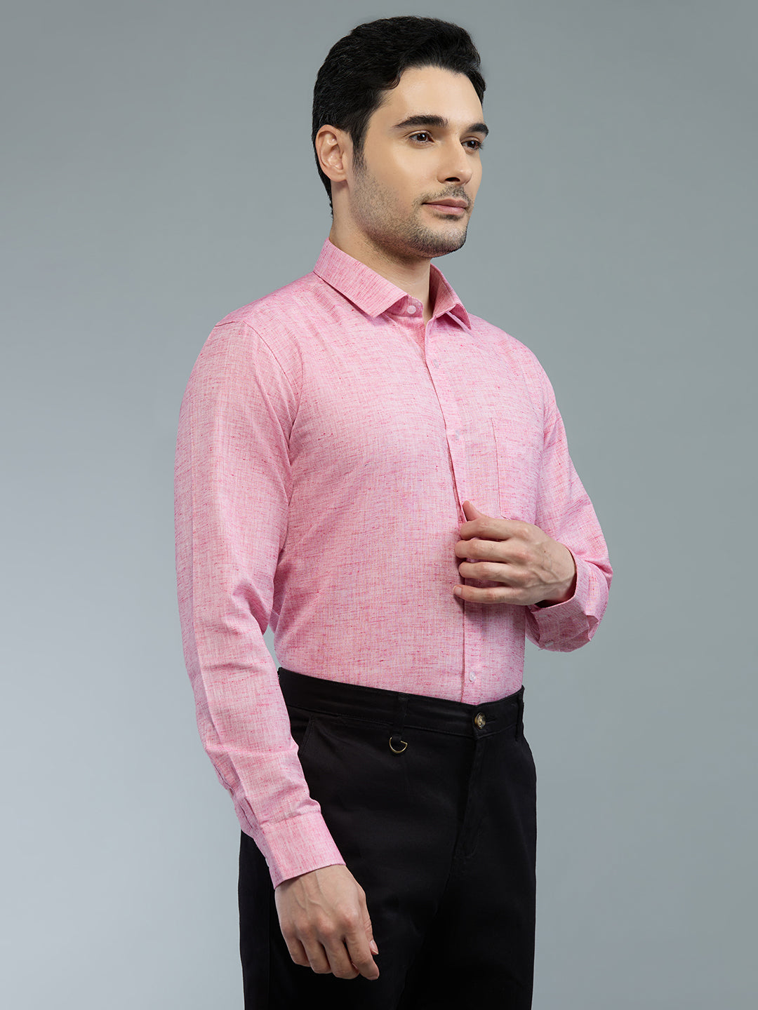 Pink - Allen Brown Men's Solid Shirt | Apollo Linen
