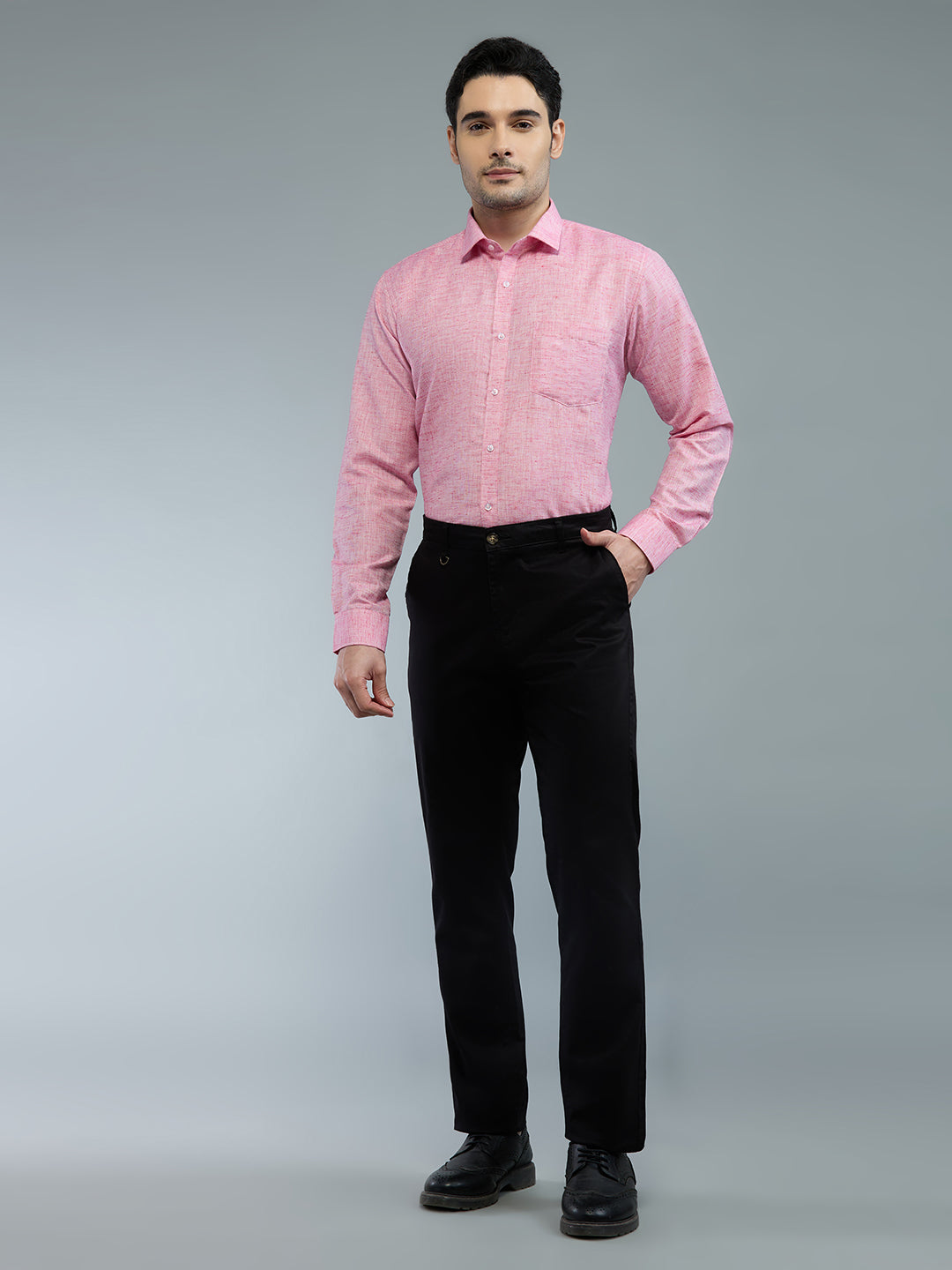 Pink - Allen Brown Men's Solid Shirt | Apollo Linen