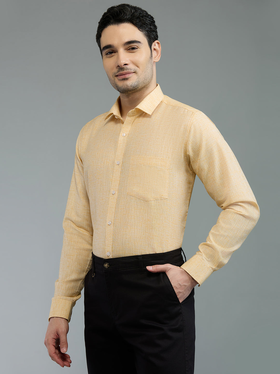 Peach - Allen Brown Men's Solid Shirt | Apollo Linen