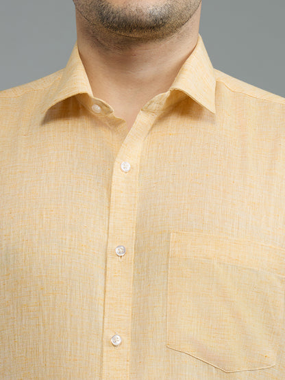 Peach - Allen Brown Men's Solid Shirt | Apollo Linen