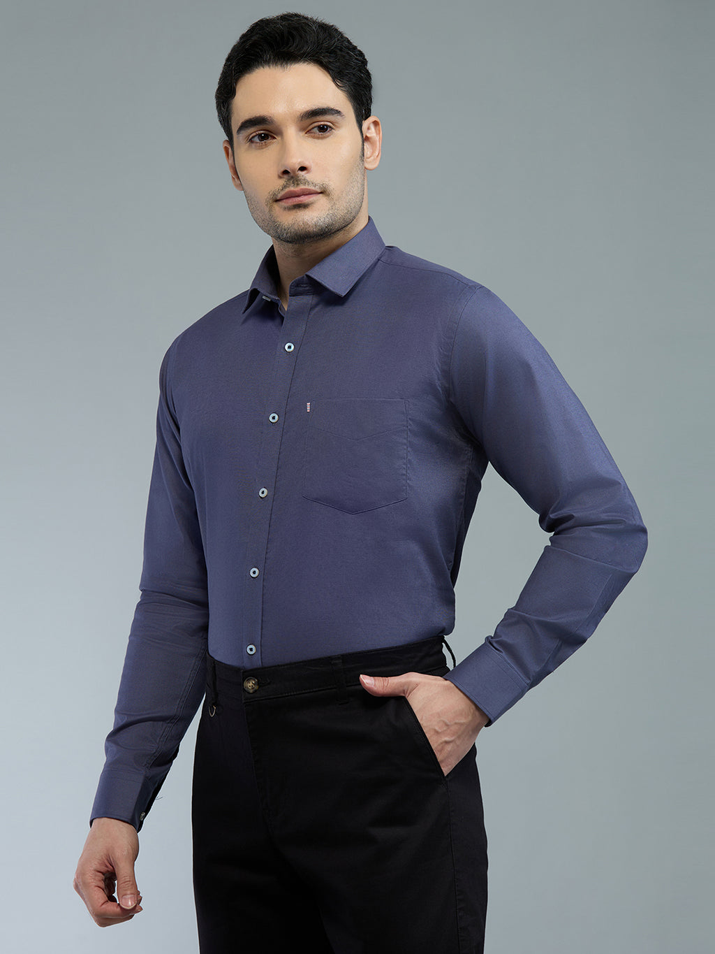 KOMPANION Men's Smart Office Plain Grey Shirt | Oxford