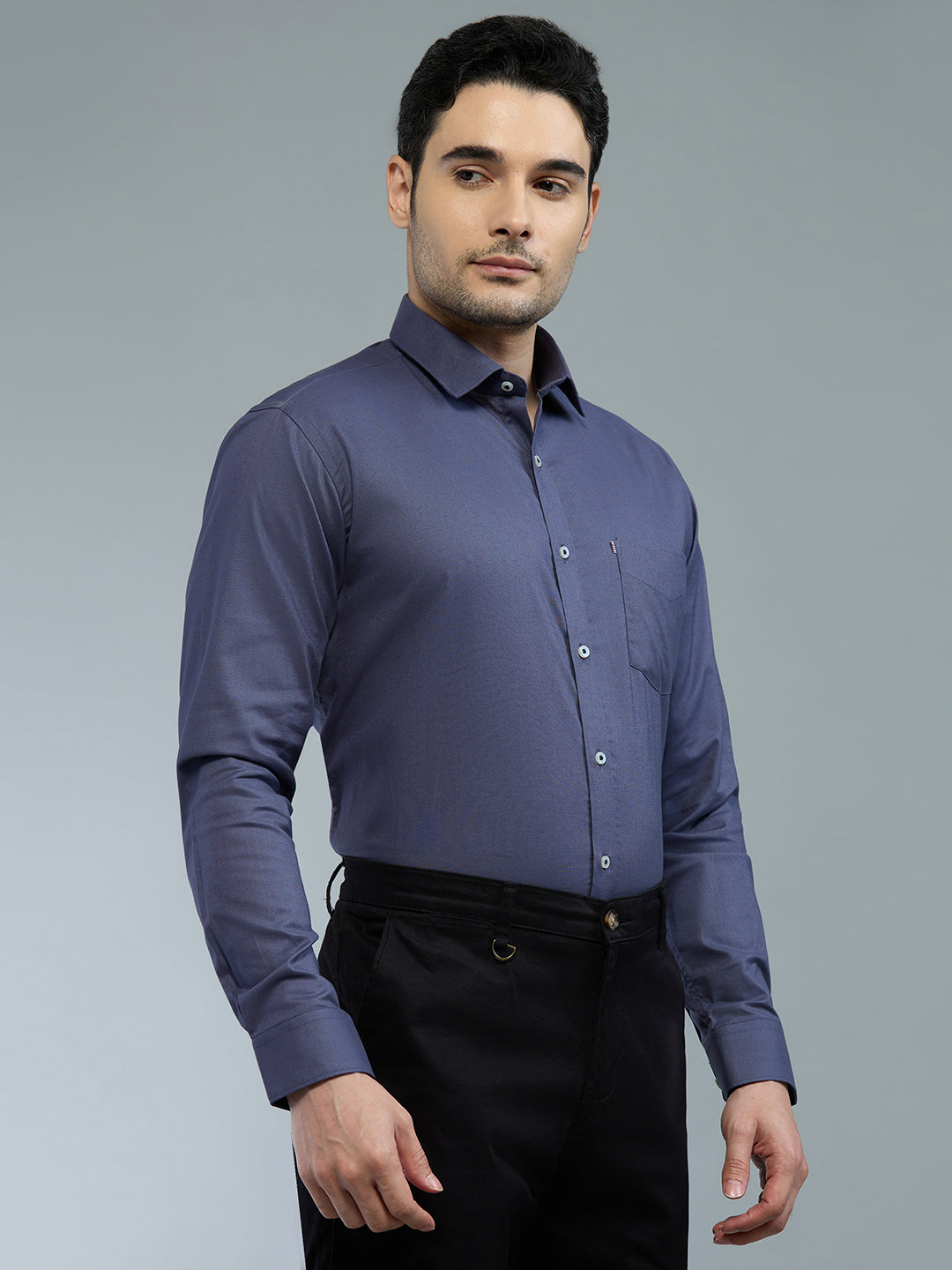 KOMPANION Men's Smart Office Plain Grey Shirt | Oxford