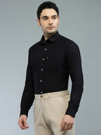 KOMPANION Men's Smart Office Plain Black Shirt | Oxford