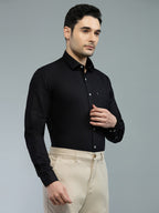 KOMPANION Men's Smart Office Plain Black Shirt | Oxford