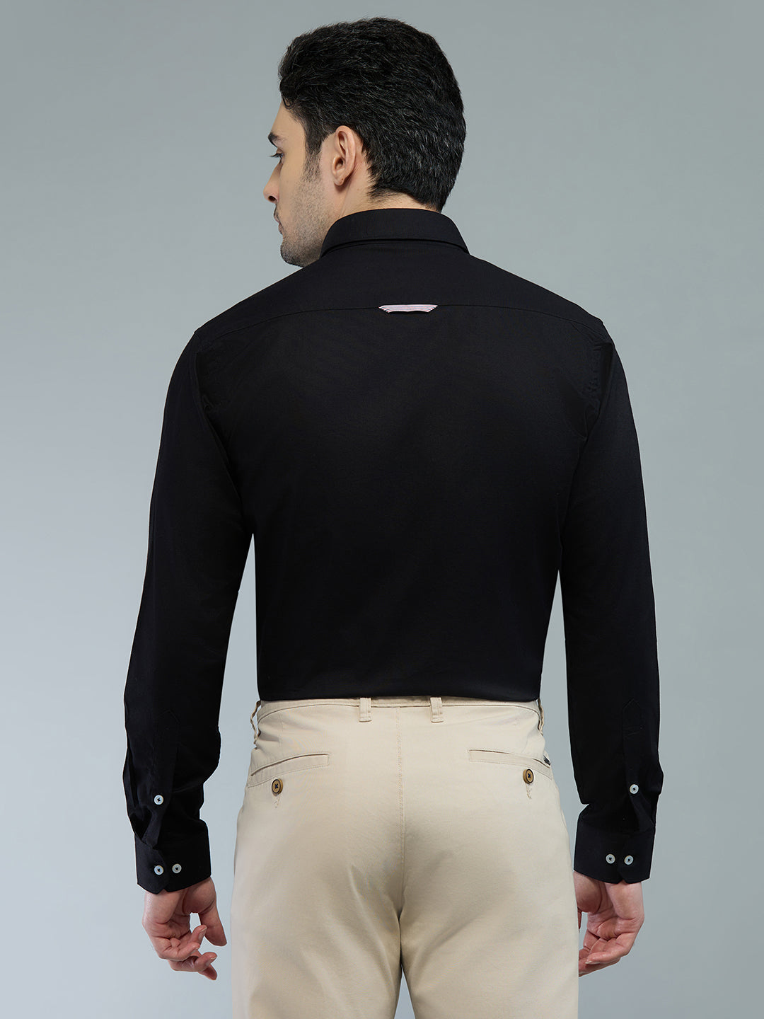 KOMPANION Men's Smart Office Plain Black Shirt | Oxford