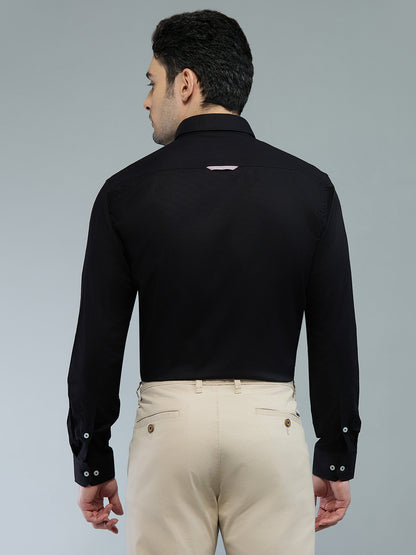 KOMPANION Men's Smart Office Plain Black Shirt | Oxford