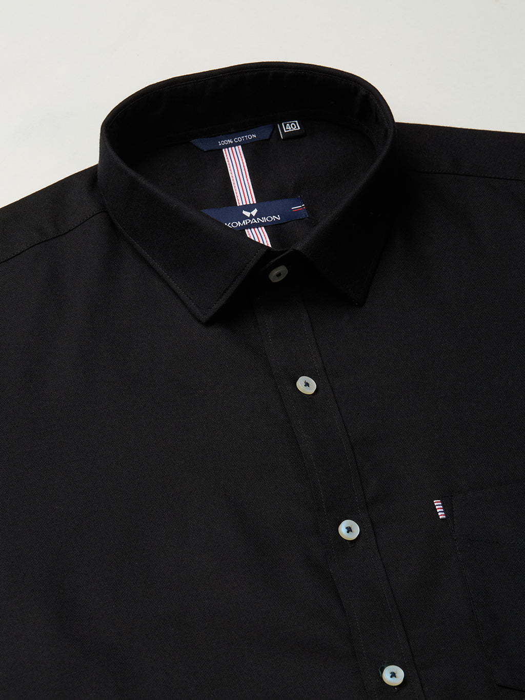 KOMPANION Men's Smart Office Plain Black Shirt | Oxford