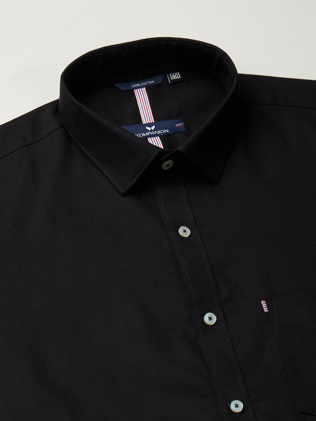 KOMPANION Men's Smart Office Plain Black Shirt | Oxford