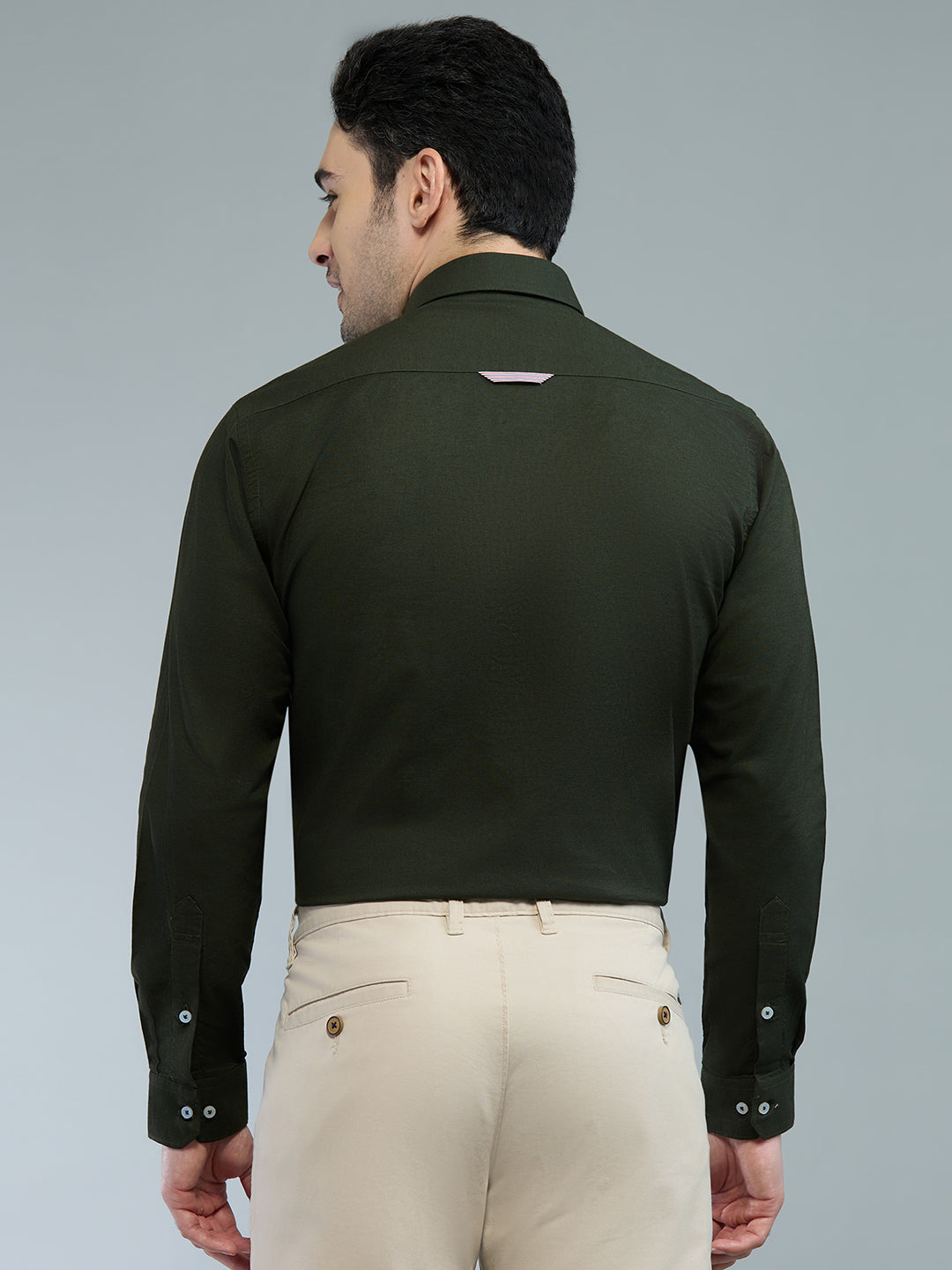 KOMPANION Men's Smart Office Mehendi Green Shirt | Oxford