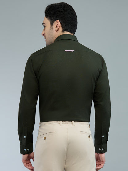 KOMPANION Men's Smart Office Mehendi Green Shirt | Oxford