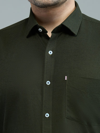 KOMPANION Men's Smart Office Mehendi Green Shirt | Oxford