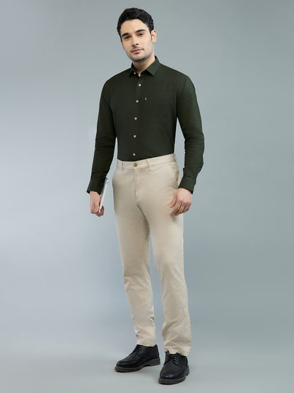 KOMPANION Men's Smart Office Mehendi Green Shirt | Oxford