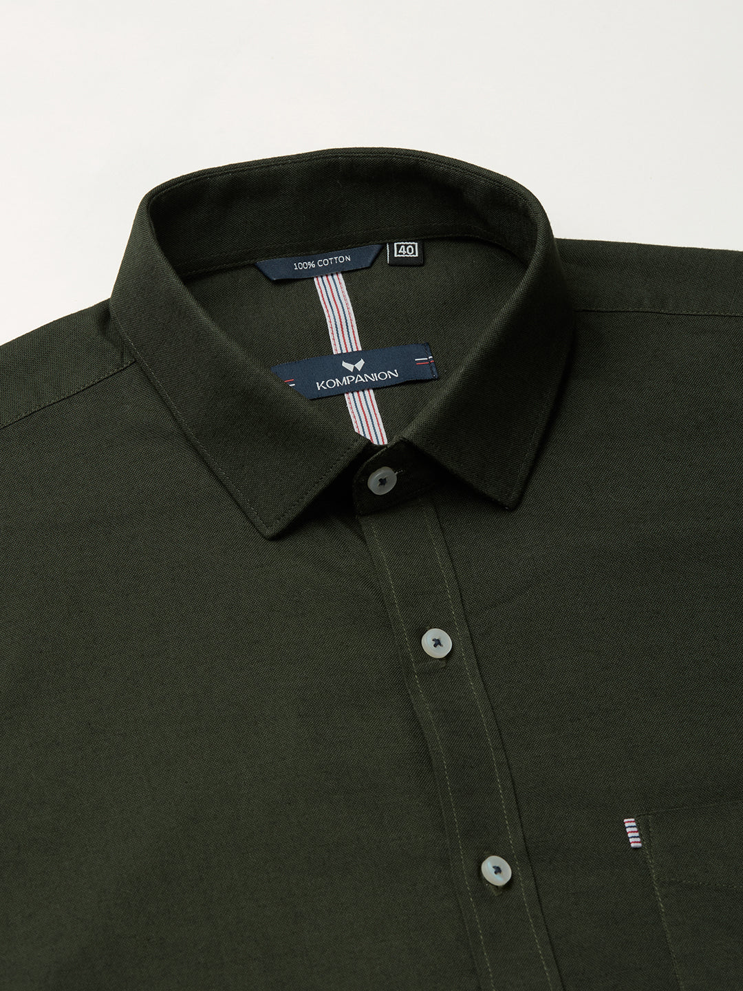 KOMPANION Men's Smart Office Mehendi Green Shirt | Oxford