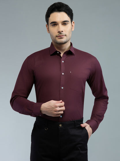 KOMPANION Men's Smart Office Wine Plain Shirt | Oxford