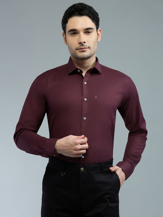KOMPANION Men's Smart Office Wine Plain Shirt | Oxford
